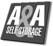 A & A Self Storage black and white logo