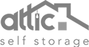 attic self storage black and white logo