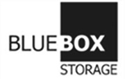 blue box storageblack and white logo