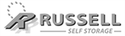 russell self storage black and white logo